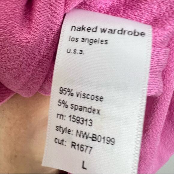 NWT Naked Wardrobe Fine Lines Square Neck Bodysuit Light Pink sz L Snatched - Picture 6 of 8